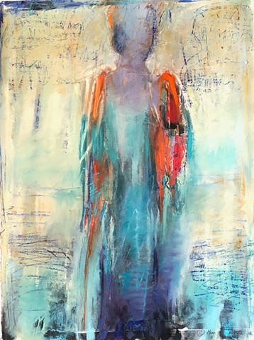 Abstracted Figure, textured, vibrant color, symbolic