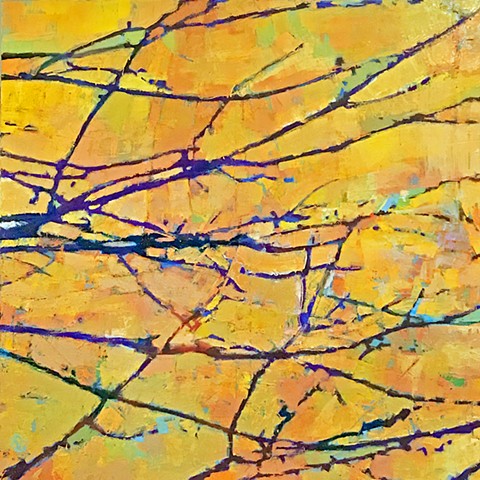 Abstract tree oil painting on canvas by Raleigh, North Carolina artist Richard Garrison