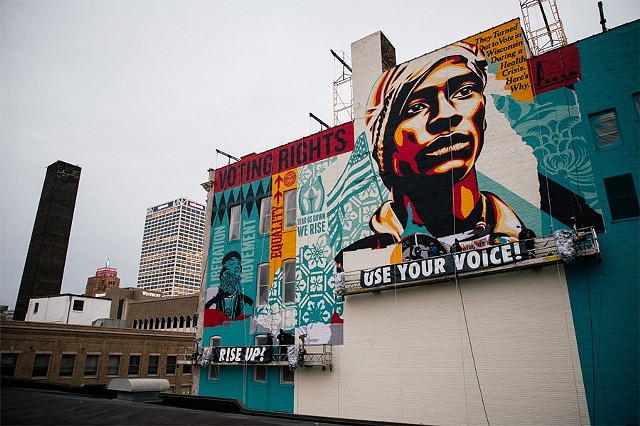 Shepard Fairey Voting-Themed Mural Goes Up in Milwaukee-Artists Weigh in on the Importance of the Mural’s Message