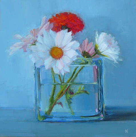 White Daisies and Red Carnation