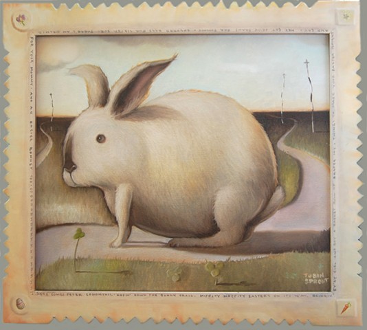 "Bunny Trail"
Hand Carved and Painted Frame