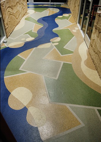 Public Art at the Boise Watershed Boise Idaho, Eco-Floor, recycled flooring