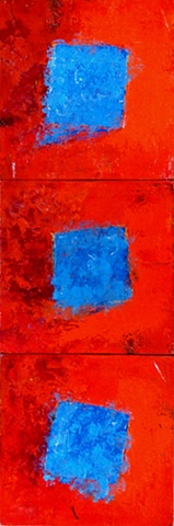 Square Dancing, Karen Banker, Artist, Red, Blue, Red Blue Painting, Canvas