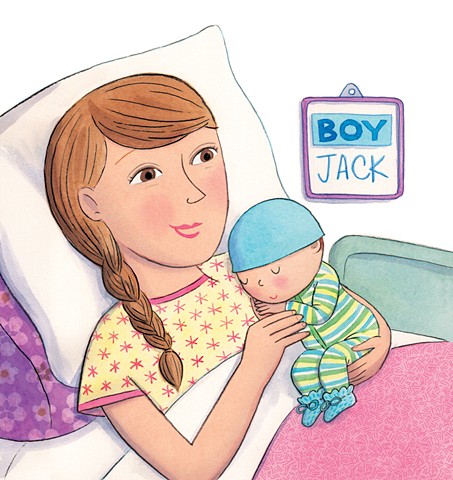 Bella's New Baby, children's book, children's book illustrator, Violet Lemay, baby illustration, Little Golden Book