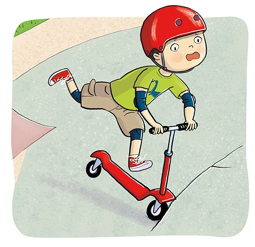 Violet Lemay, children's book illustrator, picture book illustrator, kidlitart, scooter, skate park