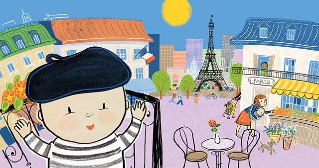 Paris, France, beret, chic baby, culture, poodle, French culture, Violet Lemay, Eiffel Tower