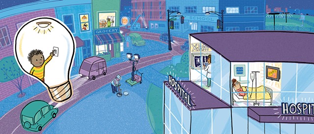 Violet Lemay, illustration, How a City Works, children's book illustrator