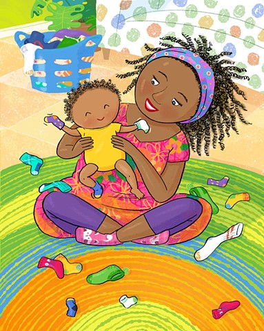 Violet Lemay, illustration, African-American grandma, African-American baby, Highlights Hello