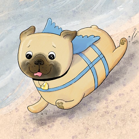 Violet Lemay, children's book illustrator, illustration, kidlit, kidlitart, pug, pug puppy, adorable dog, adorable puppy