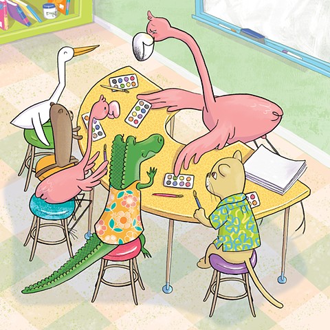 Violet Lemay, children's book illustrator, Doña Rosa, Highlights High Five, flamingo illustration, picture book illustrator