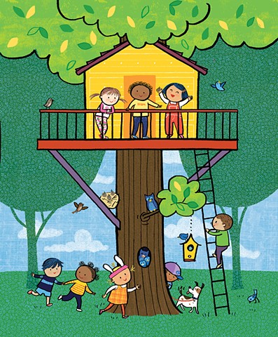 Violet Lemay, children's book illustrator, tree house, picture book, children's book author, diverse book, adorable children's book, kidlit
