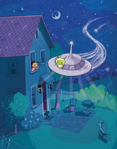 Violet Lemay, children's book illustrator, UFO, kidlitart, alien, cute illustration