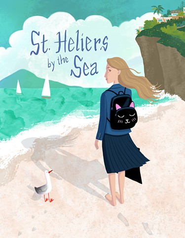 Violet Lemay, YA book cover, cover design, typography, calligraphy, YA illustration, kidlit illustration, illustrator, girl on beach