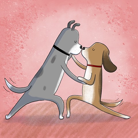 Violet Lemay, picture book, children's book illustrator, podcast, dog, cat, adorable dog illustration, tango, dance, dogs dancing, cool illustration style
