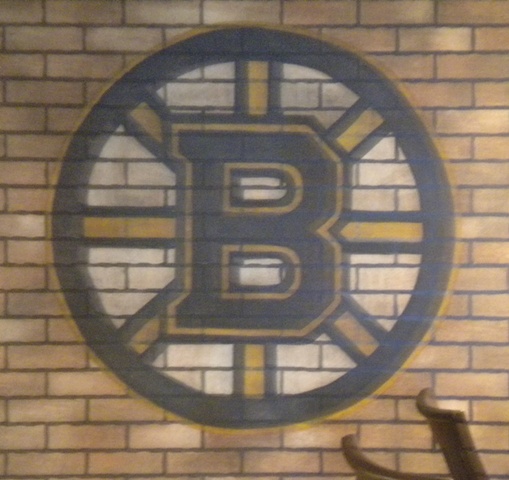 Bruins Logo on Faux Brick wall