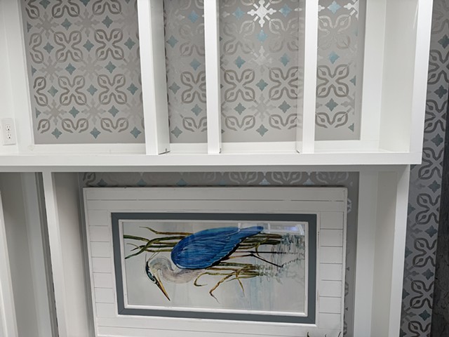 stenciled shelves