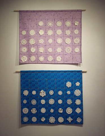 Part of "Doily Diary," as exhibited at Clay College, Millville, NJ