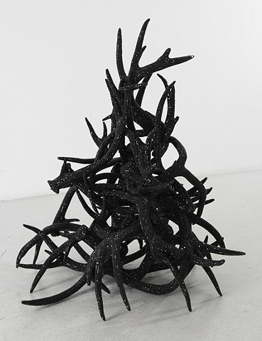 Installation pile antlers black rhinestones by Marc Swanson The Saint at Large Bellwether Gallery New York
