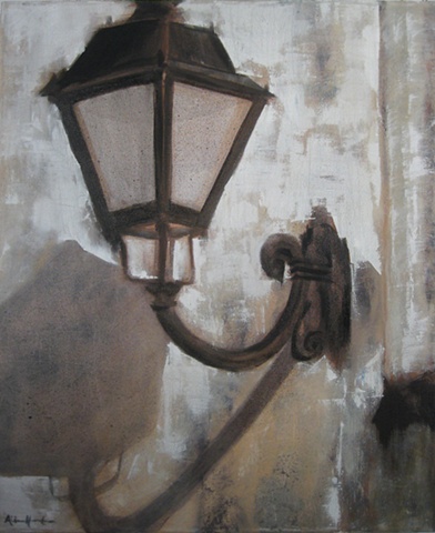 lamp, shadow, paros, greece, aegean center for the fine arts