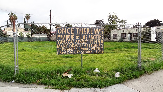 L.A. Prairies sign, Gower, Los Angeles Prairie, vernal pools, fairy shrimp