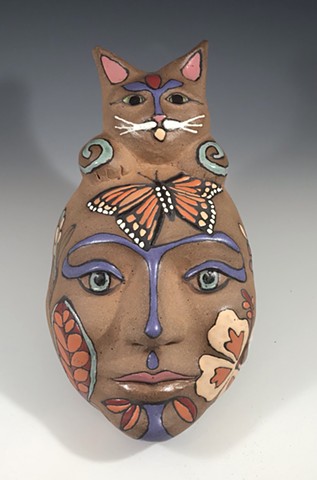 Cat-topped woman mask