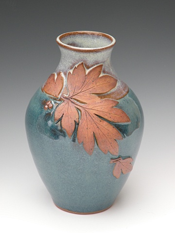 Bluegreen Leaf Vase