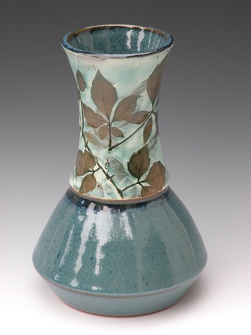 Wide base vase with Porcelain slip