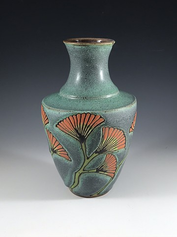 Green Ginkgo Vase
