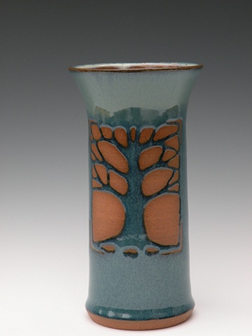 Aqua Tree of Life Vase
