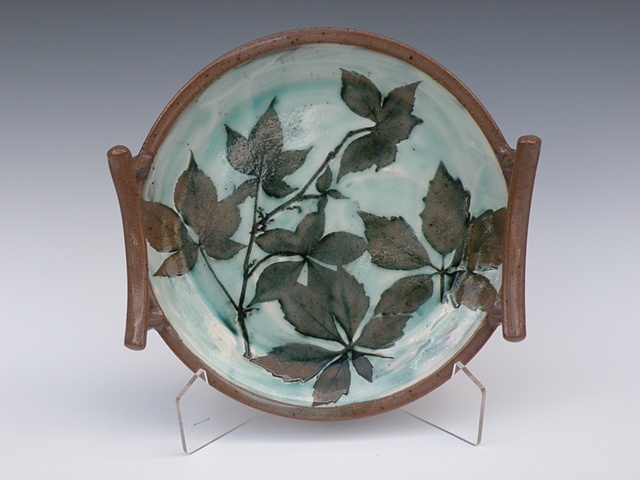 Slip Decorated Platter with "Japanese" style Handles