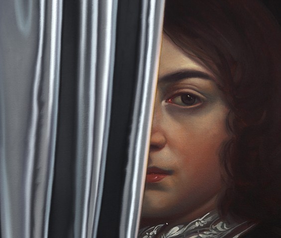 'Portrait in Metallic Chrome Fabric (Henry Fitzroy after Kneller),' detail