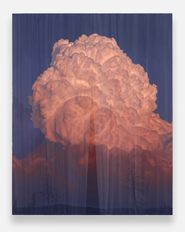 ‘Wildfire Sunset Behind Sheer Curtain’