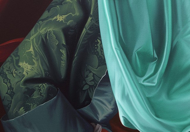 Portrait in Green Satin Fabric (Nicholas Boylston after Copley), detail