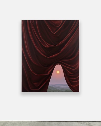 'Great Smokey Mountains During Sunrise and Red Curtain'