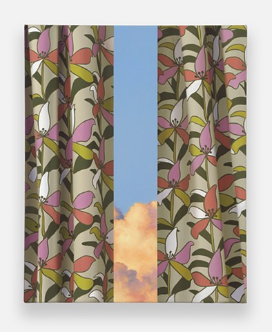 'Summer Evening with Floral Curtain'