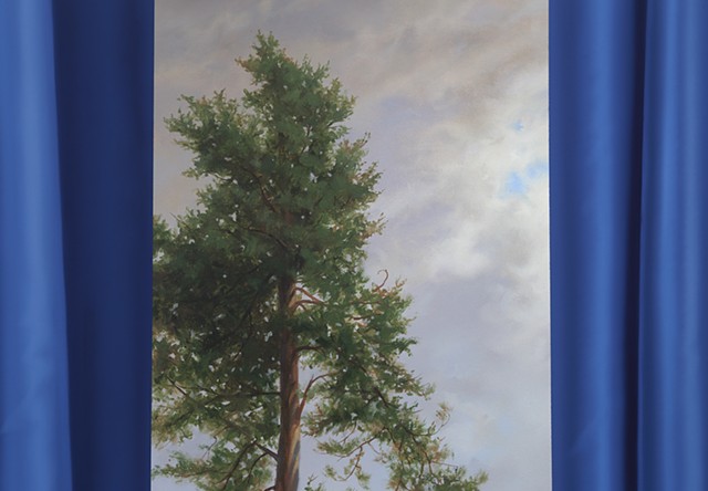 'Tennessee Landscape and Blue Curtain (after Wyant),' detail