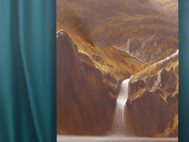 'Among The Sierra Nevada and Green Curtain (after Bierstadt),' detail