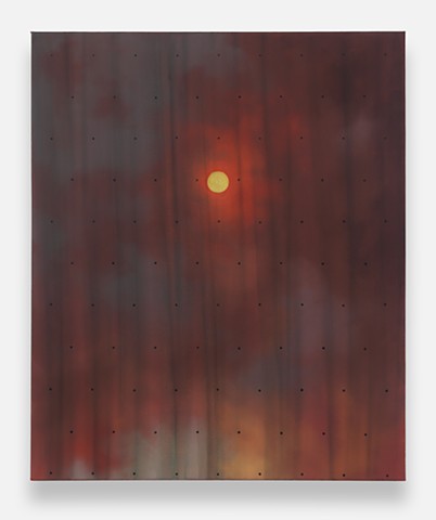 'Wildfire Sunrise Behind Black Sheer Curtain (1)'