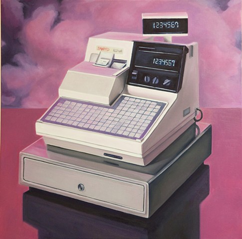 oil painting of a cash register