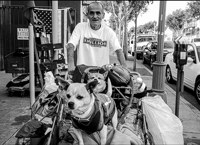 A man and his friends. 