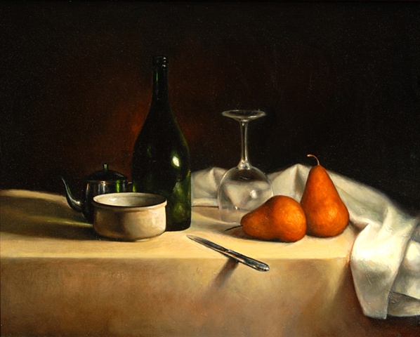 Still Life with Pears and Bottle