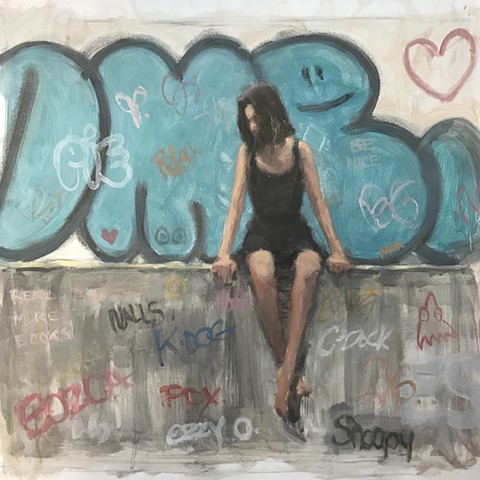 Girl and Graffiti Oil Study 1