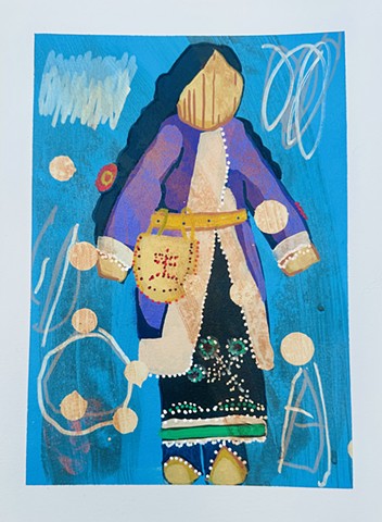 Corn husk doll purple jacket