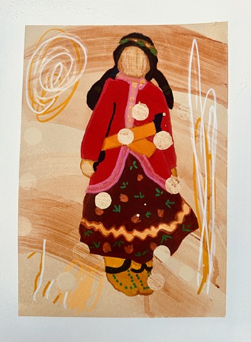 Corn husk doll with brown skirt