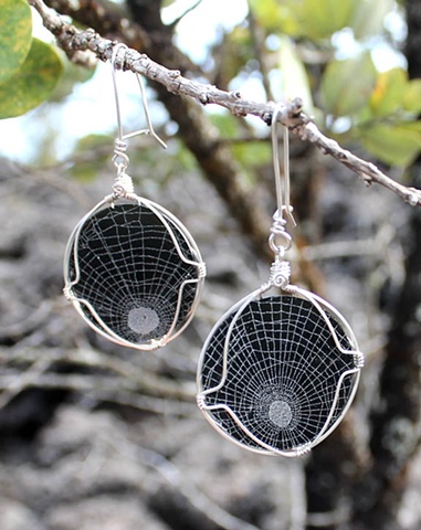 spiderwebs in glass earrings