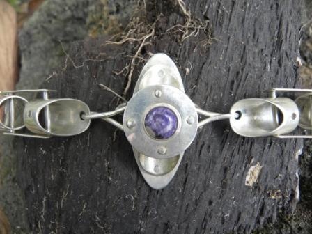 sterling silver with charoite bracelet