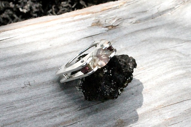 sterling silver, Oregon sunstone, garnet