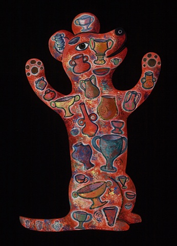 Inspired by the Beeker People and beautiful ancient glass and ceramic vessels, Dingo style dog art