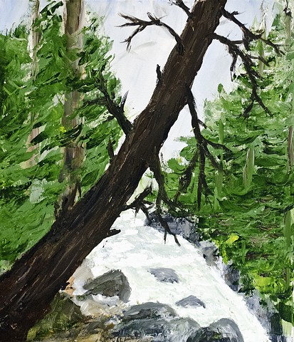 river, snag, dead tree, nature