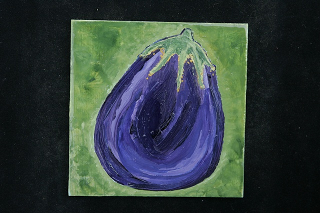 eggplant on green